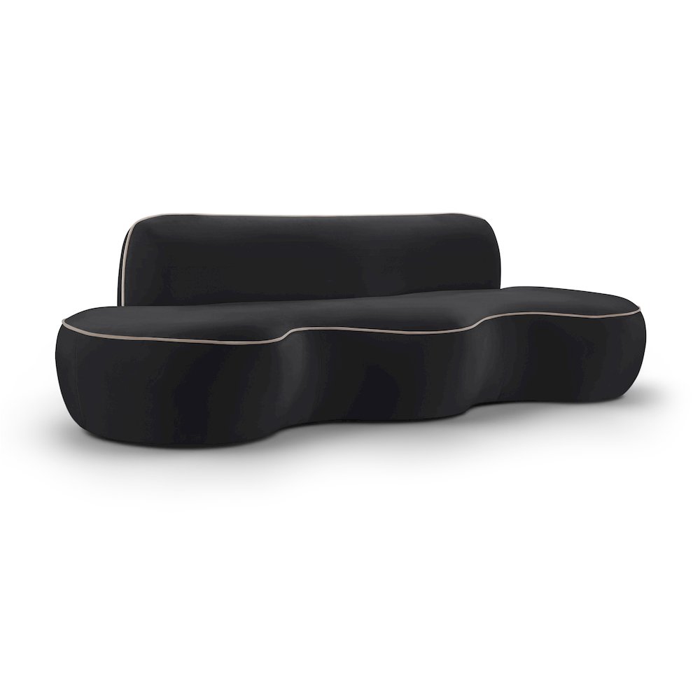 Swerve 100" Black Velvet Upholstered Sofa. Picture 1