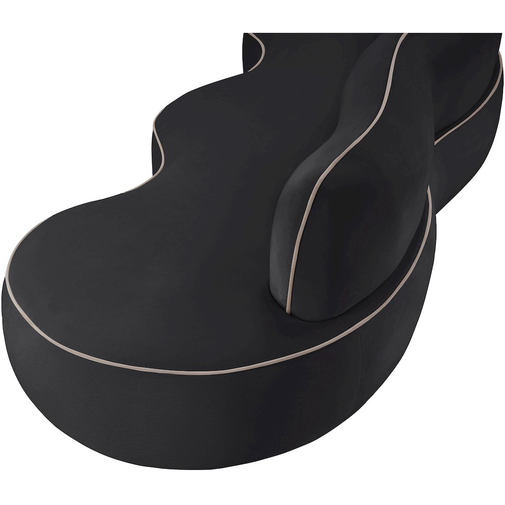 Swerve 100" Black Velvet Upholstered Sofa. Picture 11