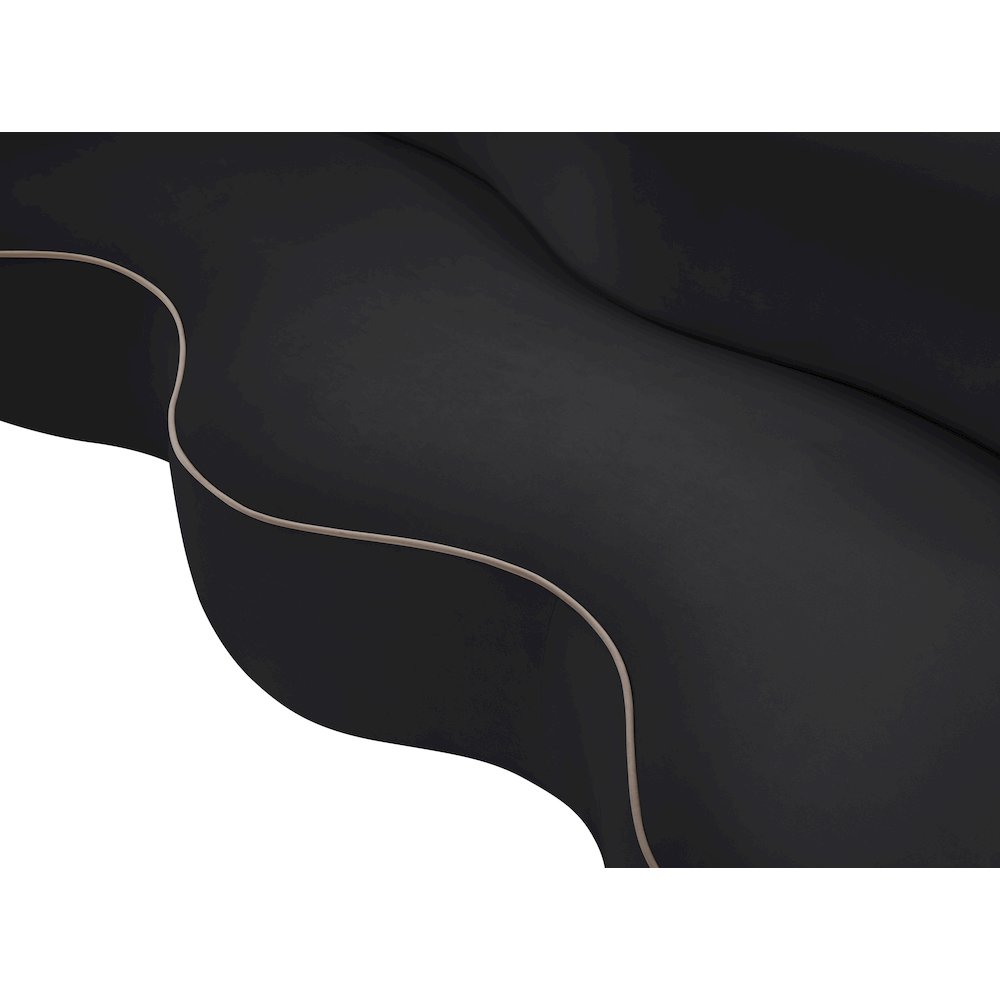 Swerve 100" Black Velvet Upholstered Sofa. Picture 13
