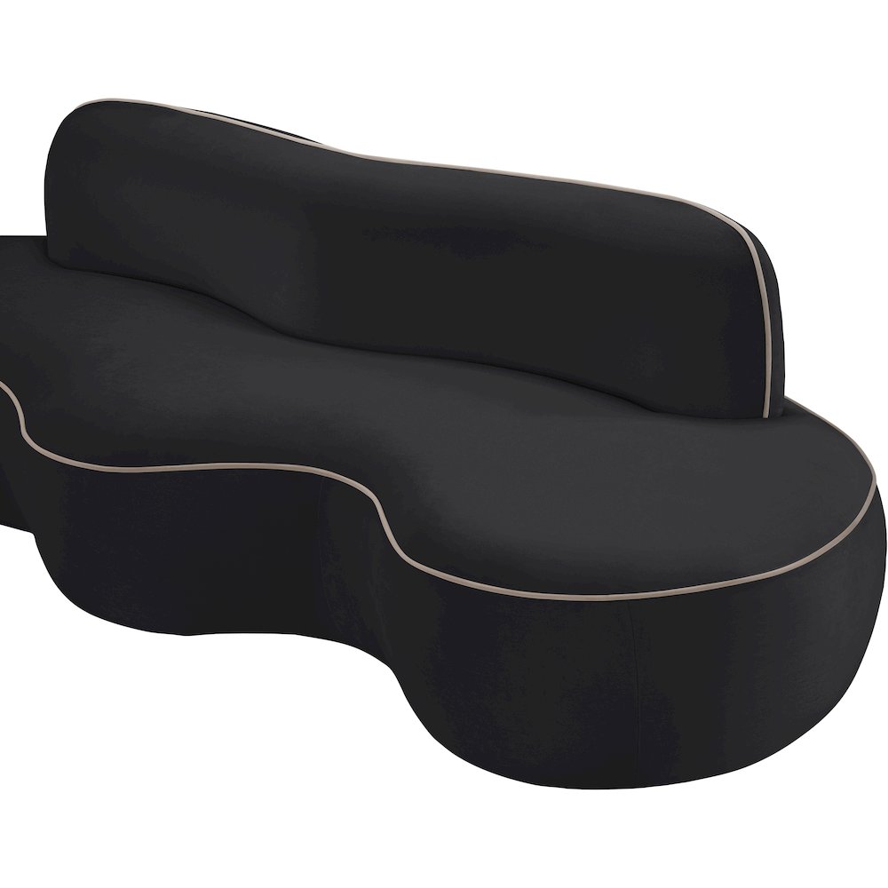 Swerve 100" Black Velvet Upholstered Sofa. Picture 15