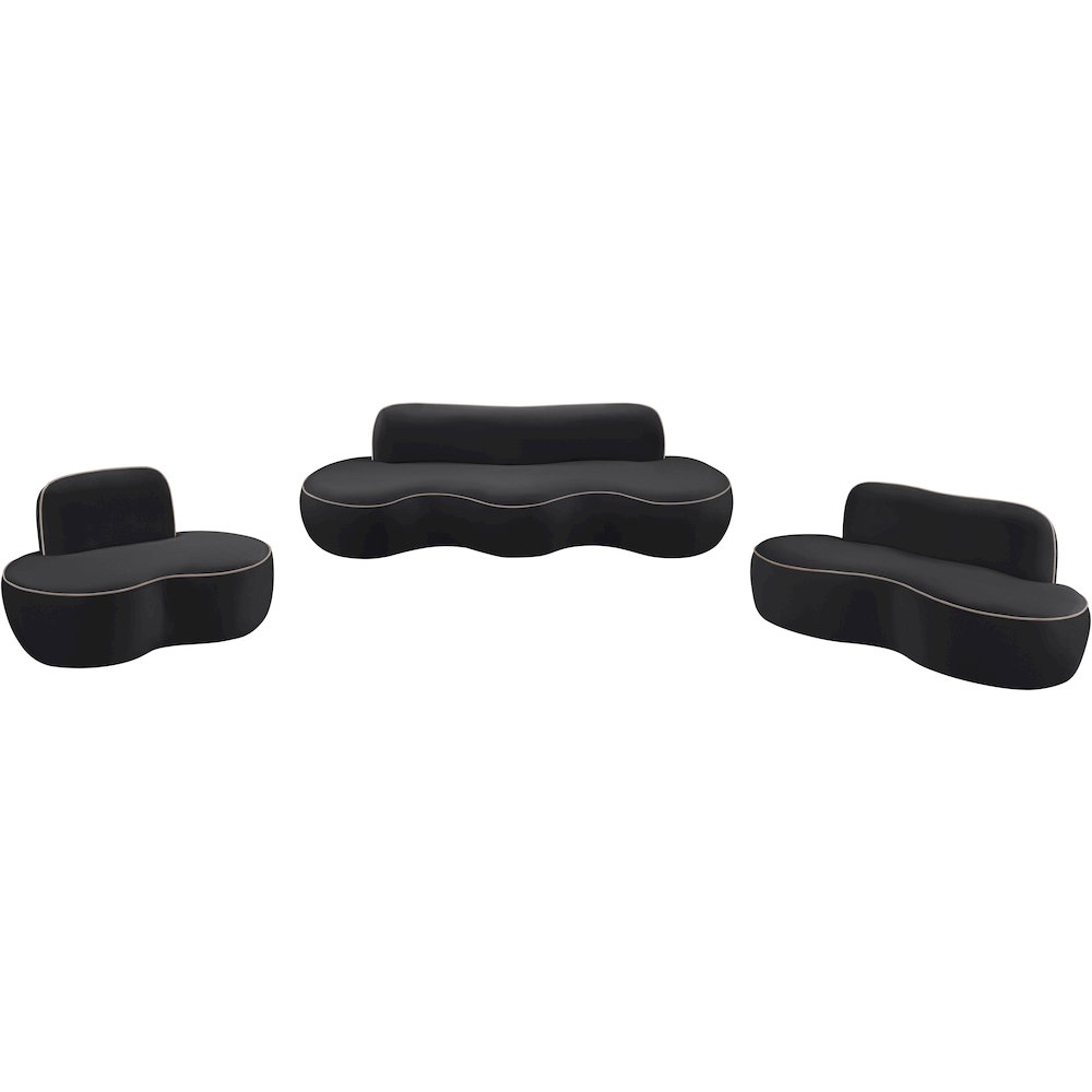 Swerve 100" Black Velvet Upholstered Sofa. Picture 18