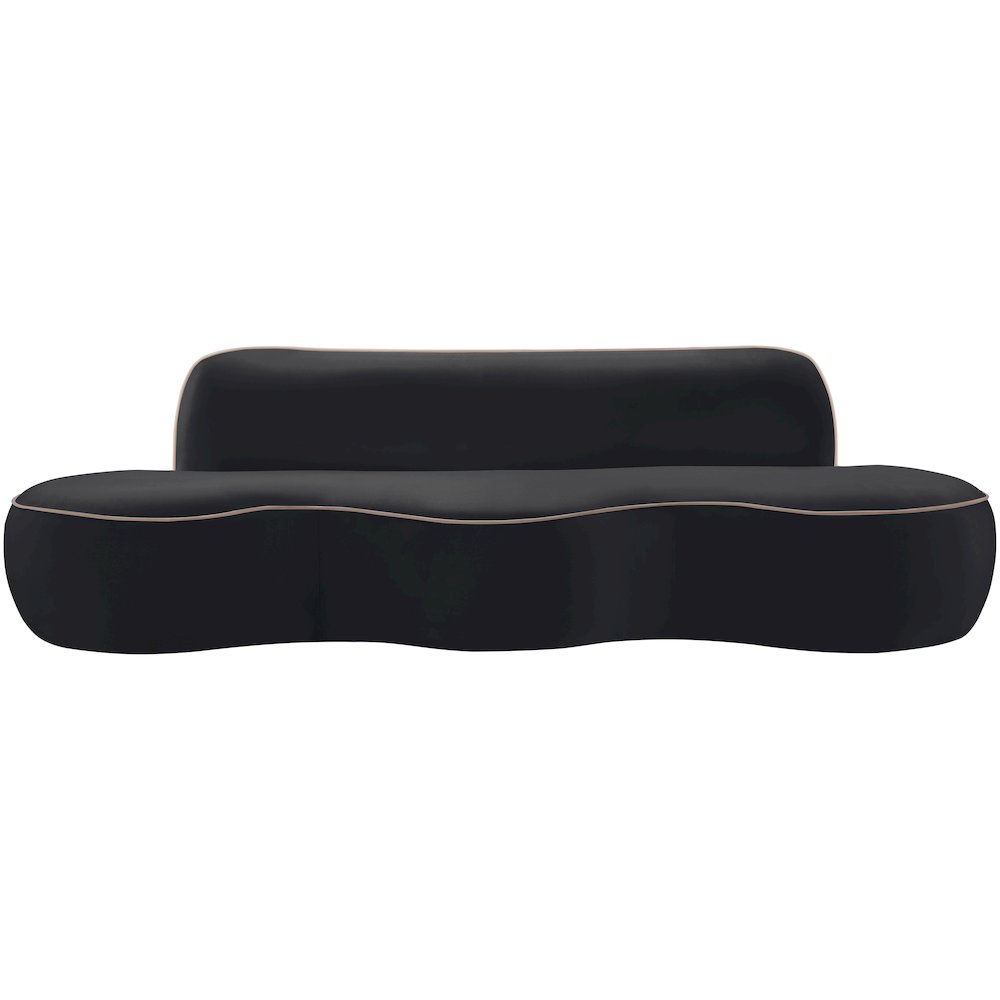 Swerve 100" Black Velvet Upholstered Sofa. Picture 2