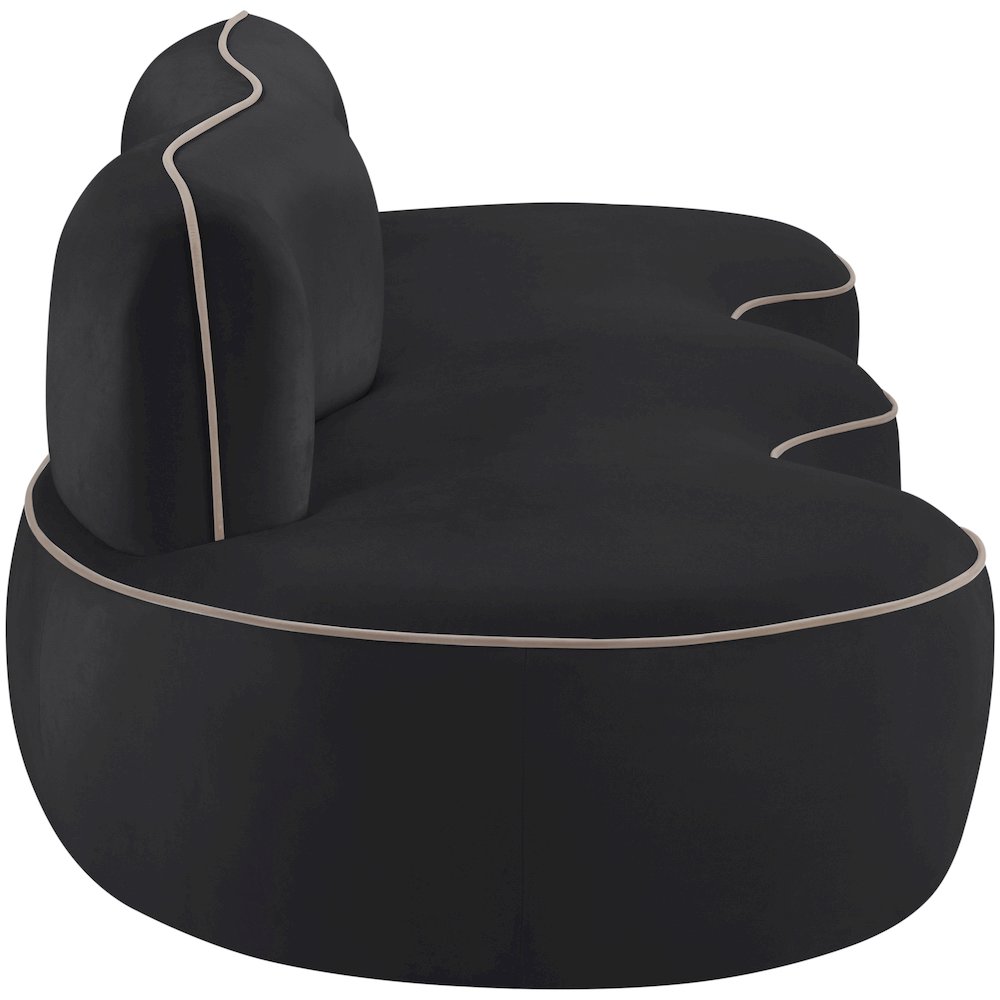 Swerve 100" Black Velvet Upholstered Sofa. Picture 8