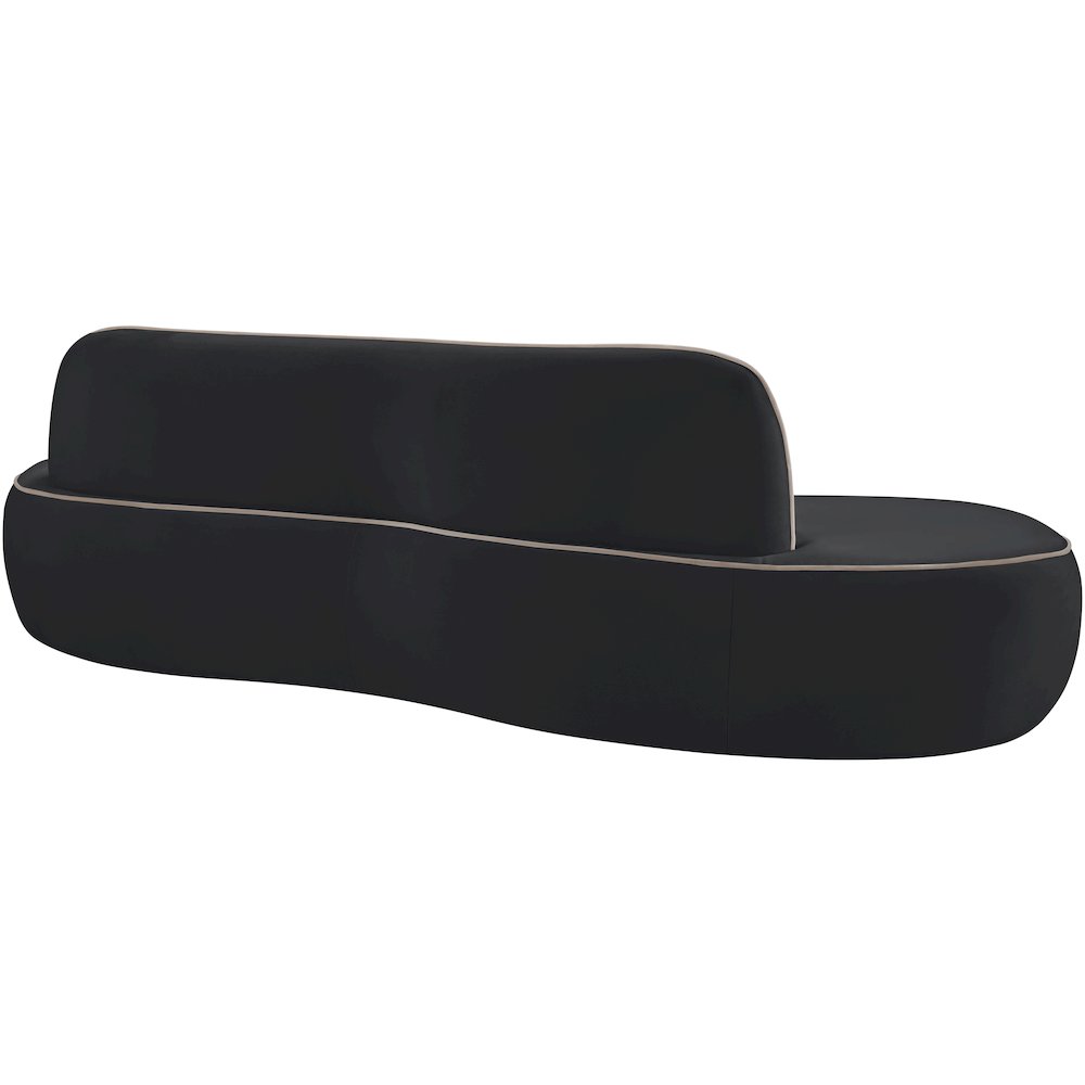 Swerve 100" Black Velvet Upholstered Sofa. Picture 4