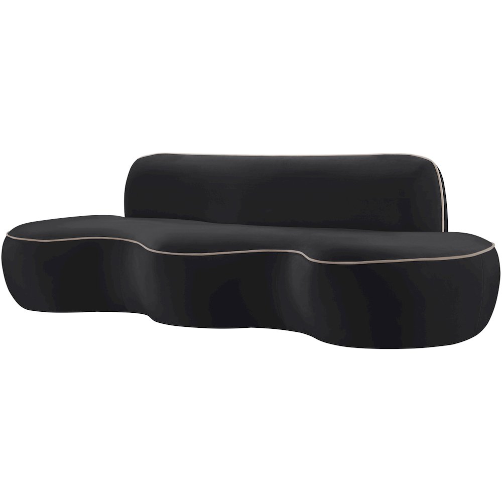 Swerve 100" Black Velvet Upholstered Sofa. Picture 5