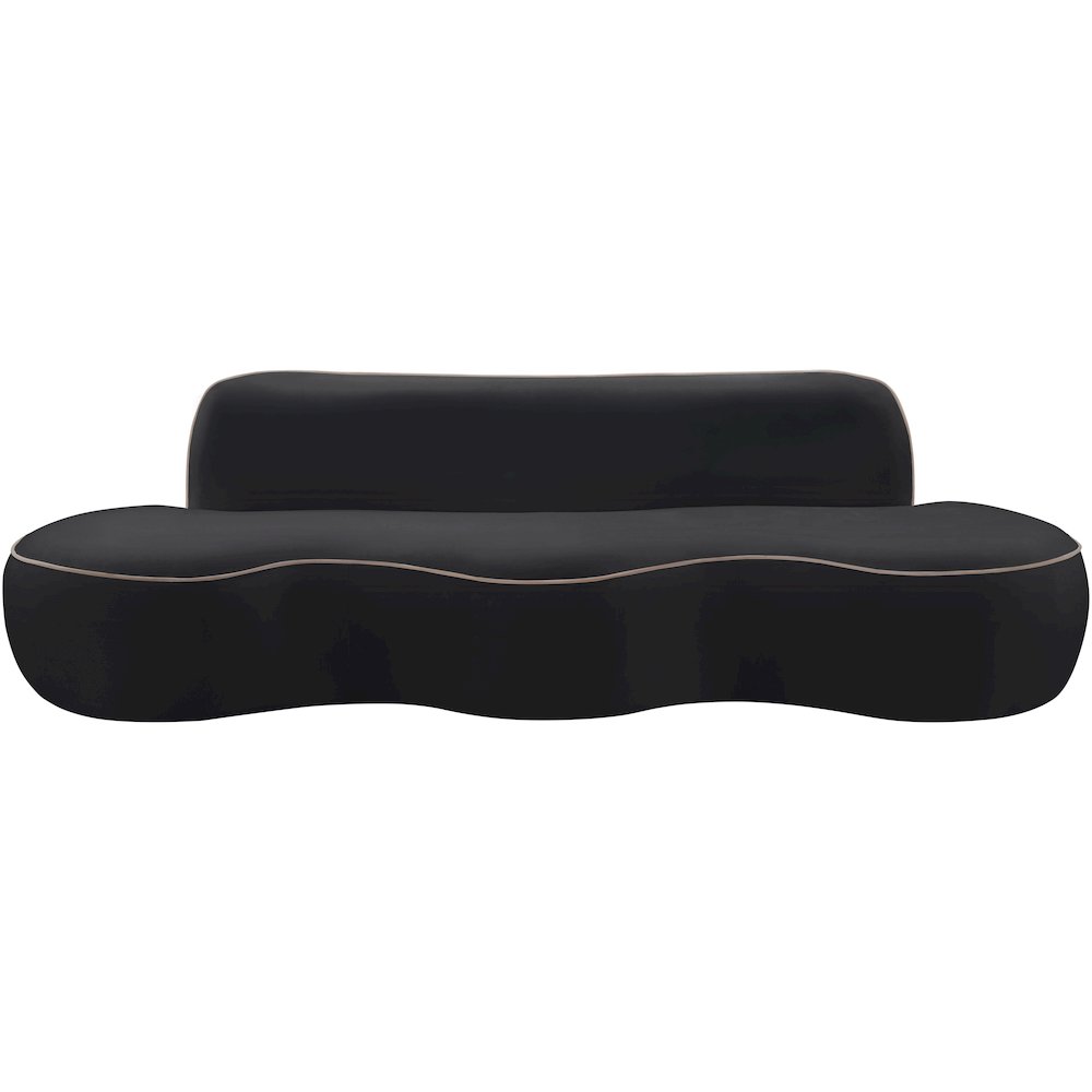 Swerve 100" Black Velvet Upholstered Sofa. Picture 6