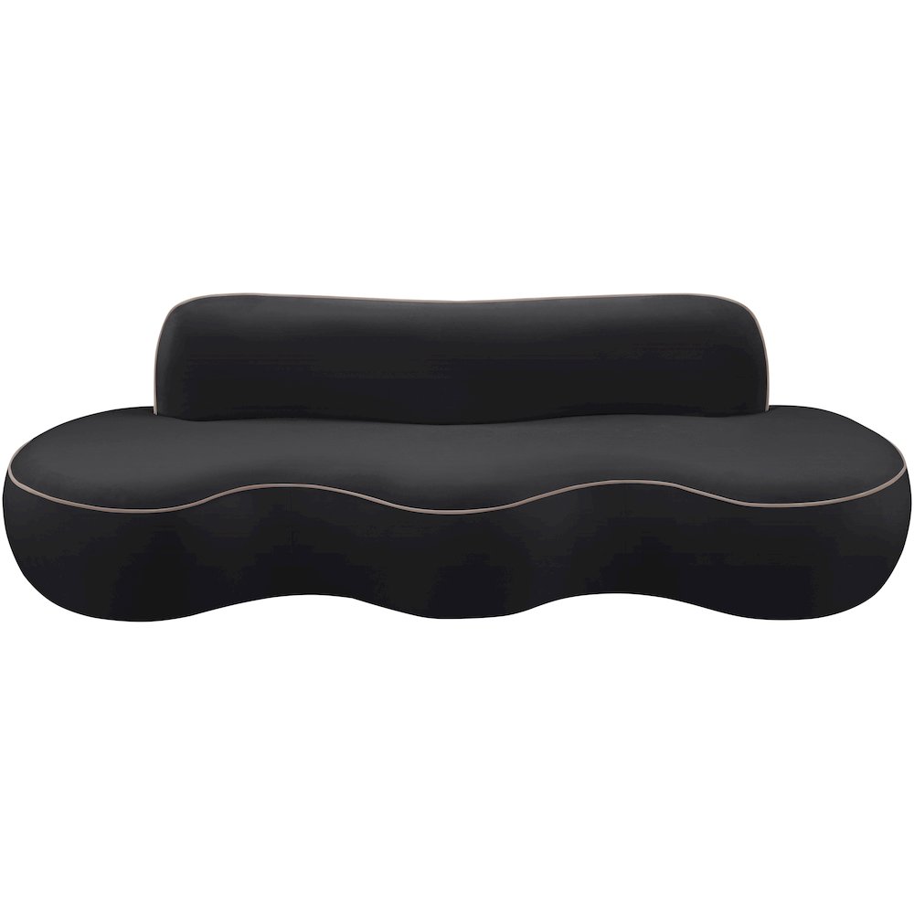 Swerve 100" Black Velvet Upholstered Sofa. Picture 9