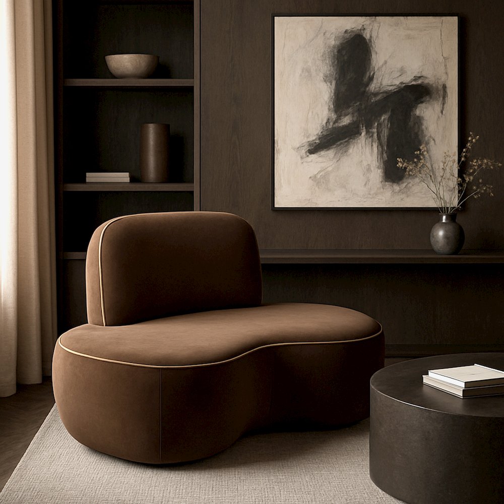 Swerve Brown Velvet Upholstered Chair. Picture 7
