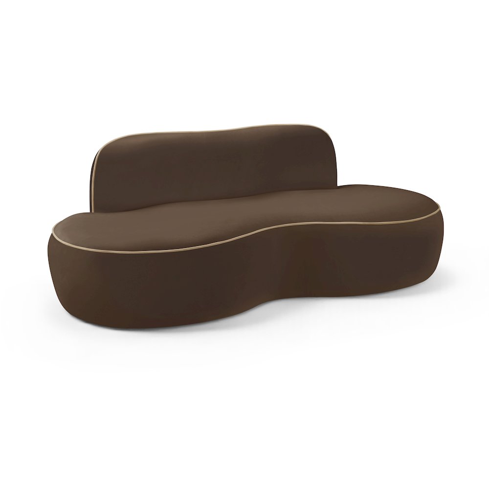 Swerve 77" Brown Velvet Upholstered Loveseat. Picture 1