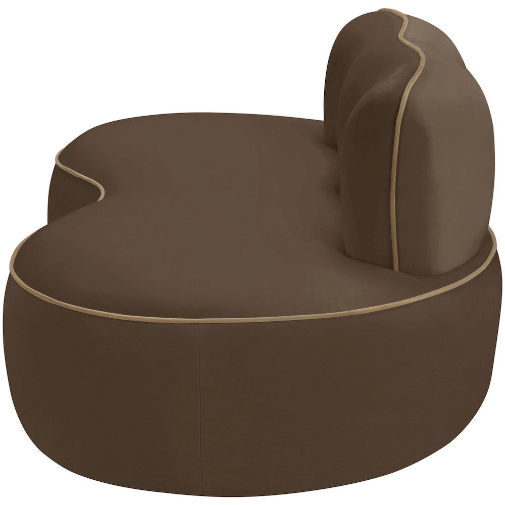 Swerve 77" Brown Velvet Upholstered Loveseat. Picture 2