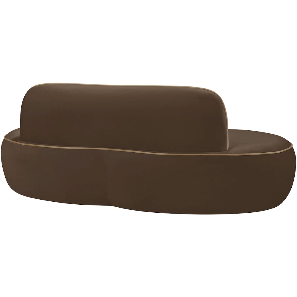 Swerve 77" Brown Velvet Upholstered Loveseat. Picture 3