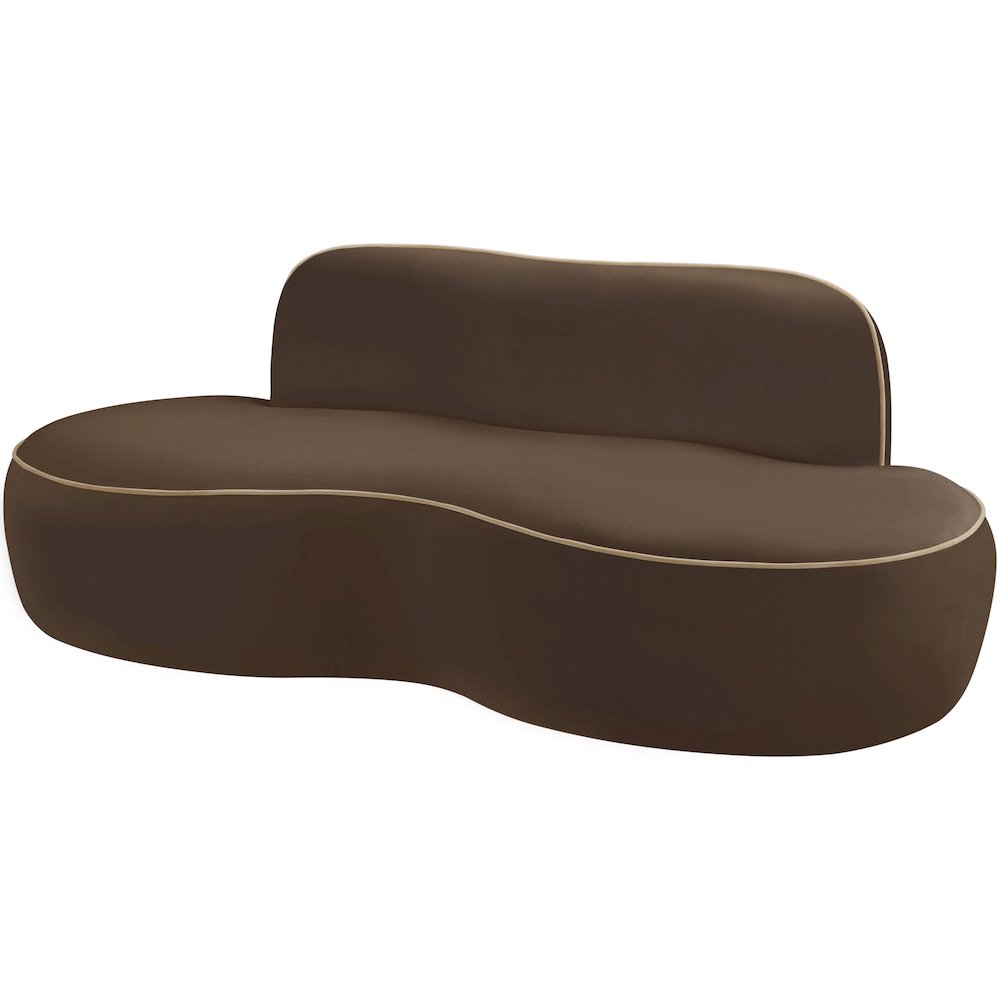 Swerve 77" Brown Velvet Upholstered Loveseat. Picture 4