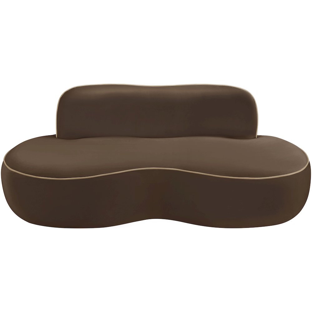 Swerve 77" Brown Velvet Upholstered Loveseat. Picture 6