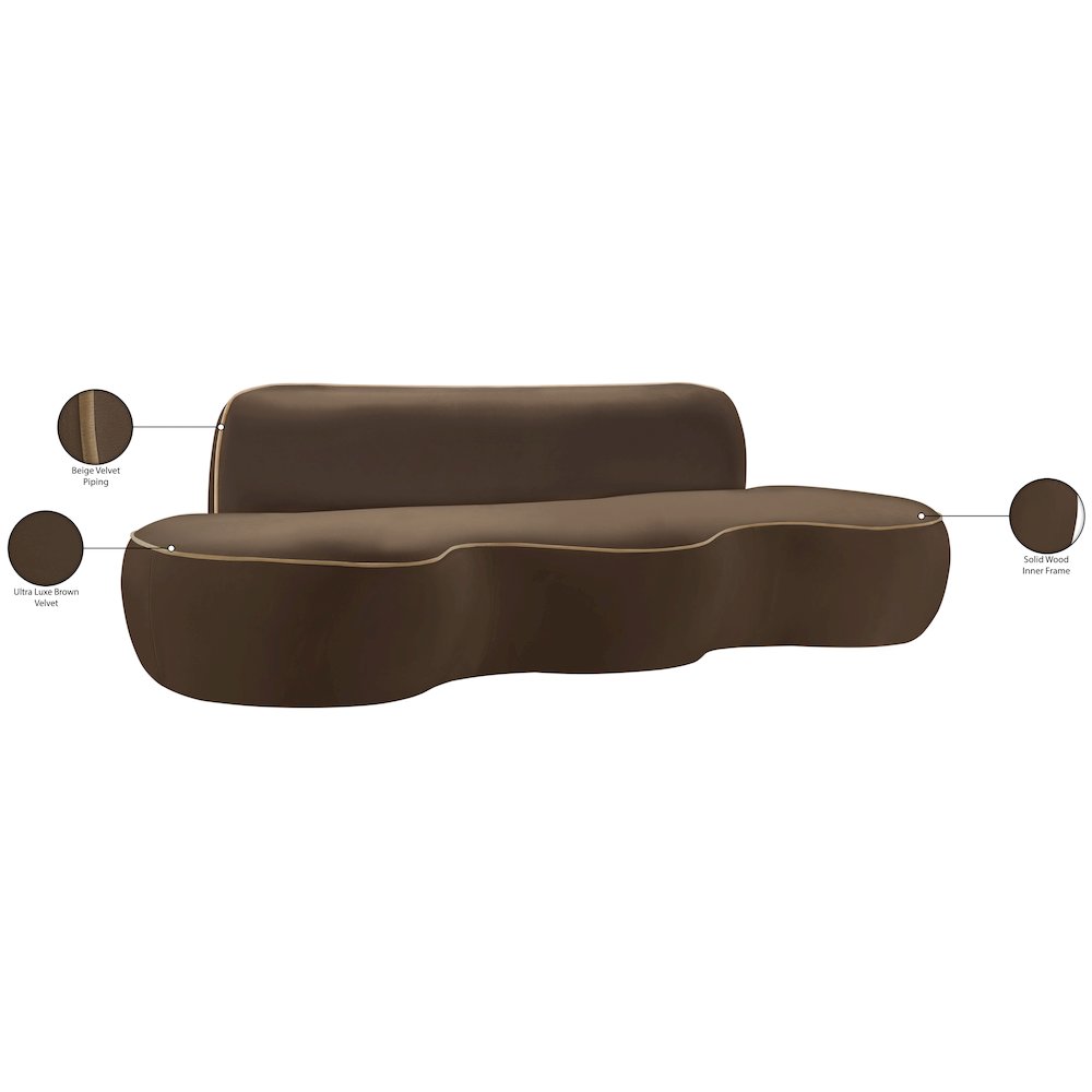 Swerve 100" Brown Velvet Upholstered Sofa. Picture 19