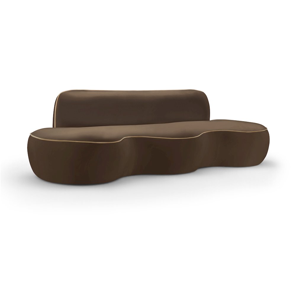 Swerve 100" Brown Velvet Upholstered Sofa. Picture 1