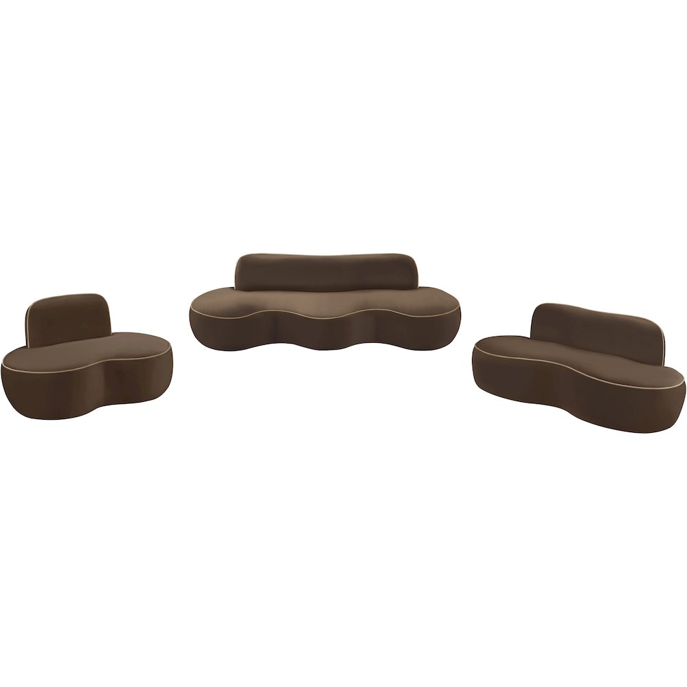 Swerve 100" Brown Velvet Upholstered Sofa. Picture 16