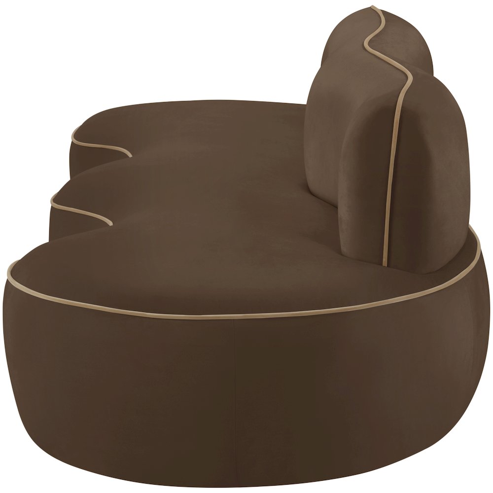 Swerve 100" Brown Velvet Upholstered Sofa. Picture 2