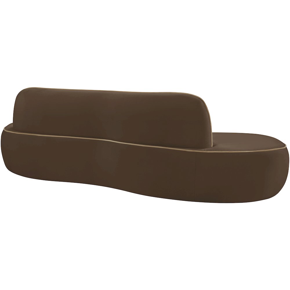 Swerve 100" Brown Velvet Upholstered Sofa. Picture 3