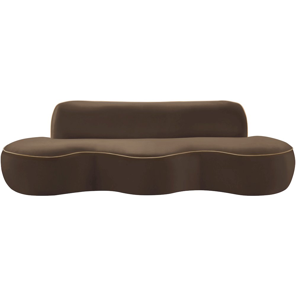 Swerve 100" Brown Velvet Upholstered Sofa. Picture 5