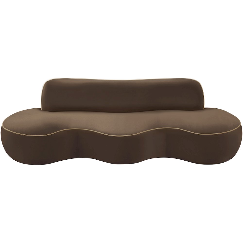 Swerve 100" Brown Velvet Upholstered Sofa. Picture 6