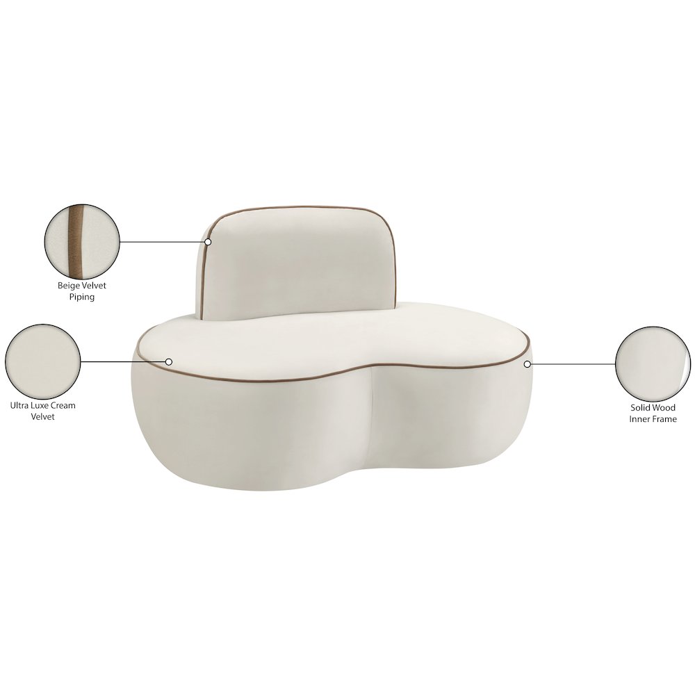 Swerve Cream Velvet Upholstered Chair. Picture 14