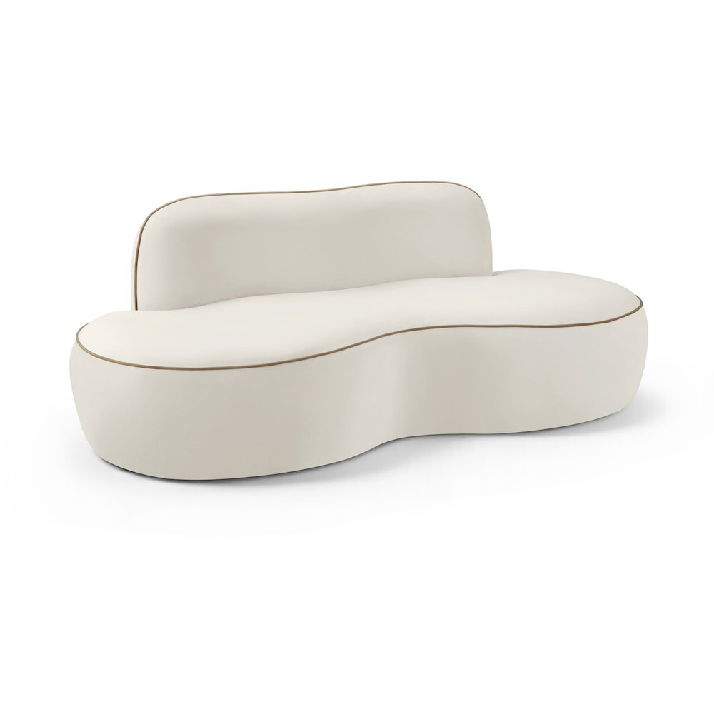 Swerve 77" Cream Velvet Upholstered Loveseat. Picture 1