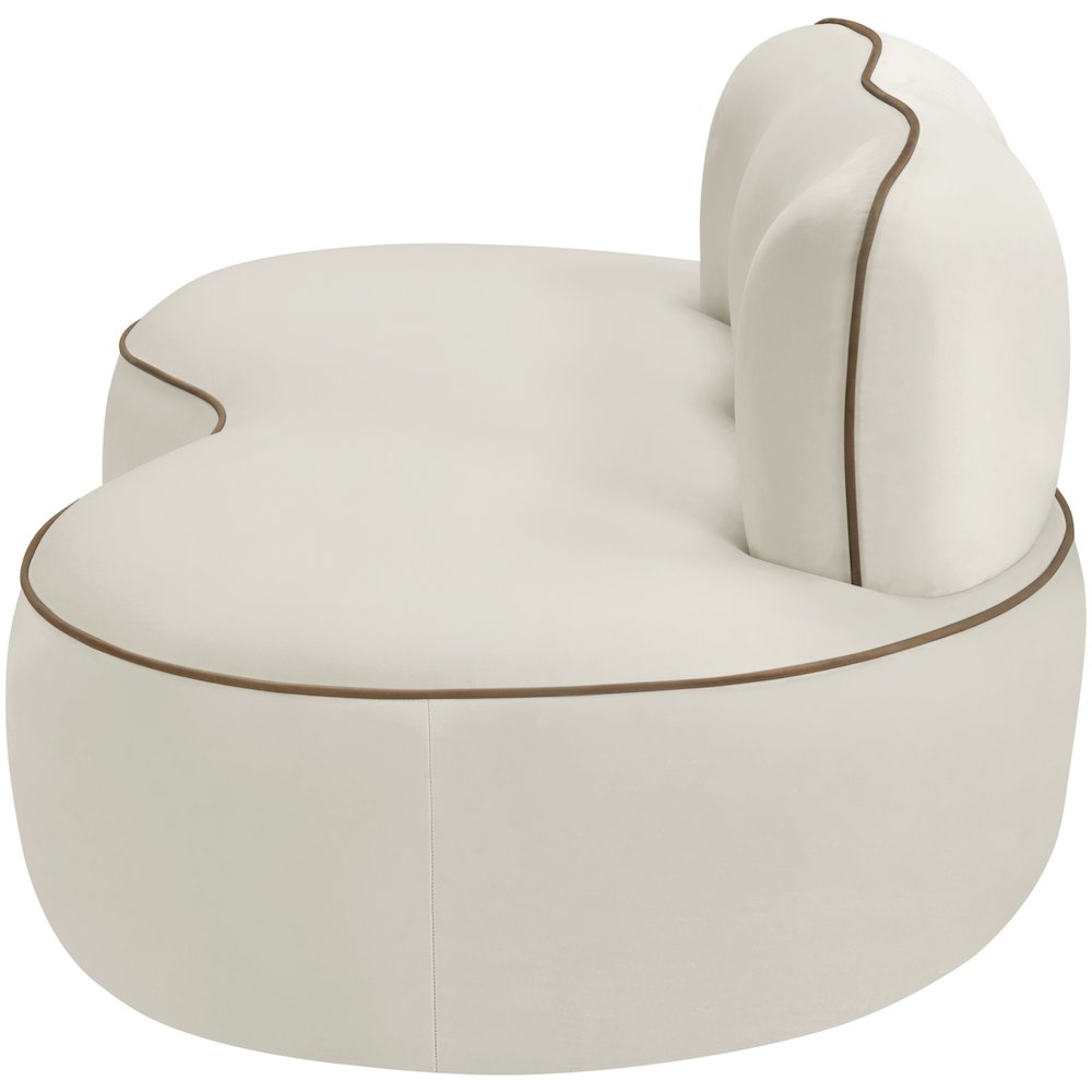 Swerve 77" Cream Velvet Upholstered Loveseat. Picture 8