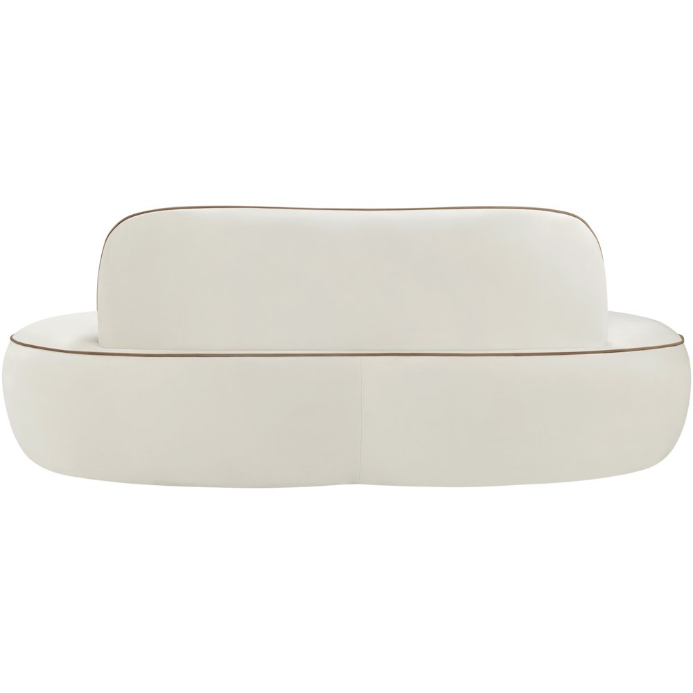 Swerve 77" Cream Velvet Upholstered Loveseat. Picture 3