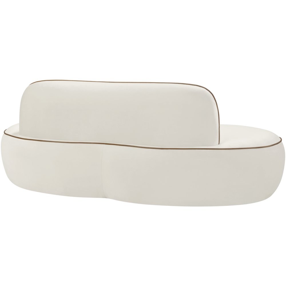 Swerve 77" Cream Velvet Upholstered Loveseat. Picture 4