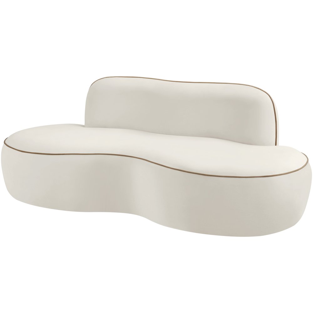 Swerve 77" Cream Velvet Upholstered Loveseat. Picture 5