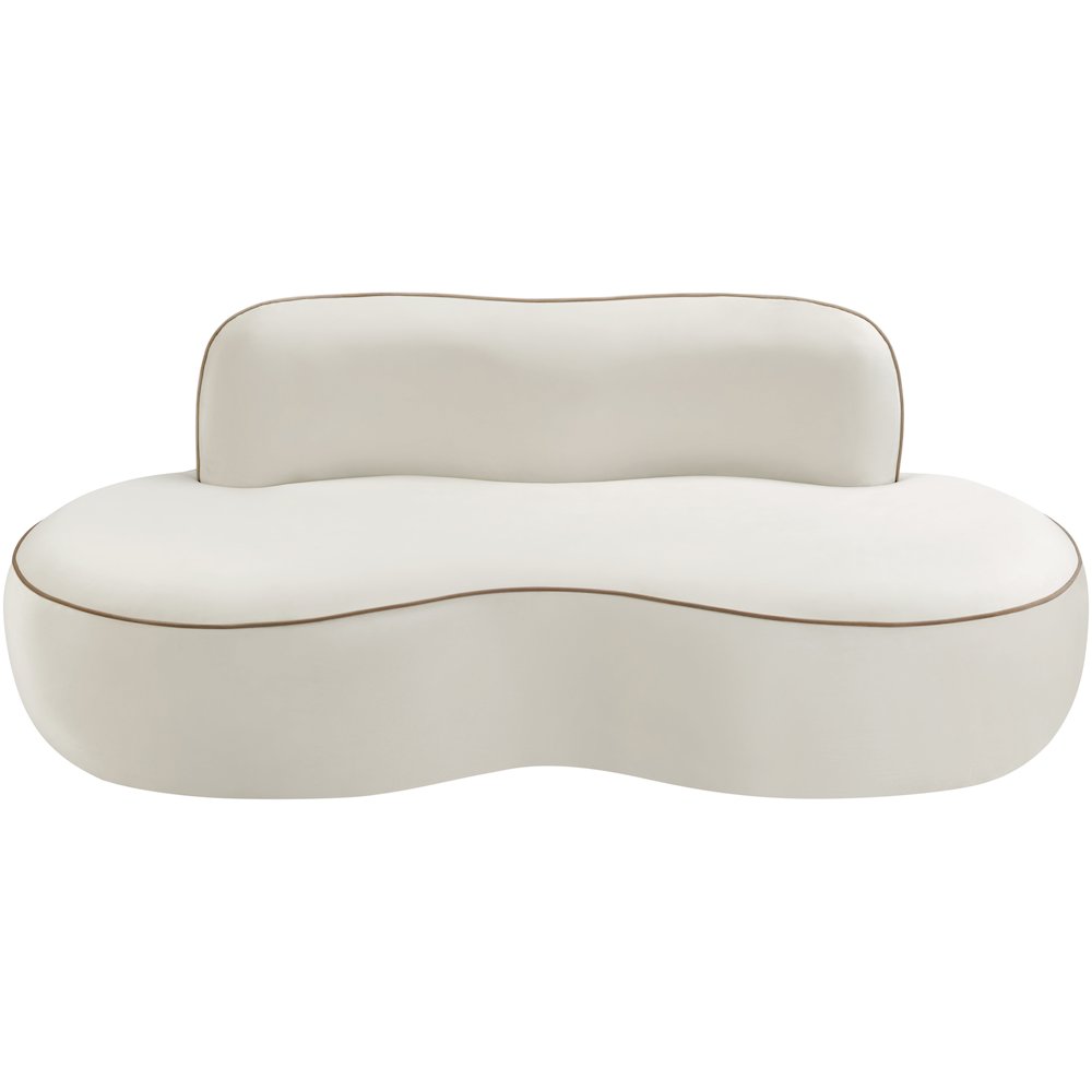 Swerve 77" Cream Velvet Upholstered Loveseat. Picture 6