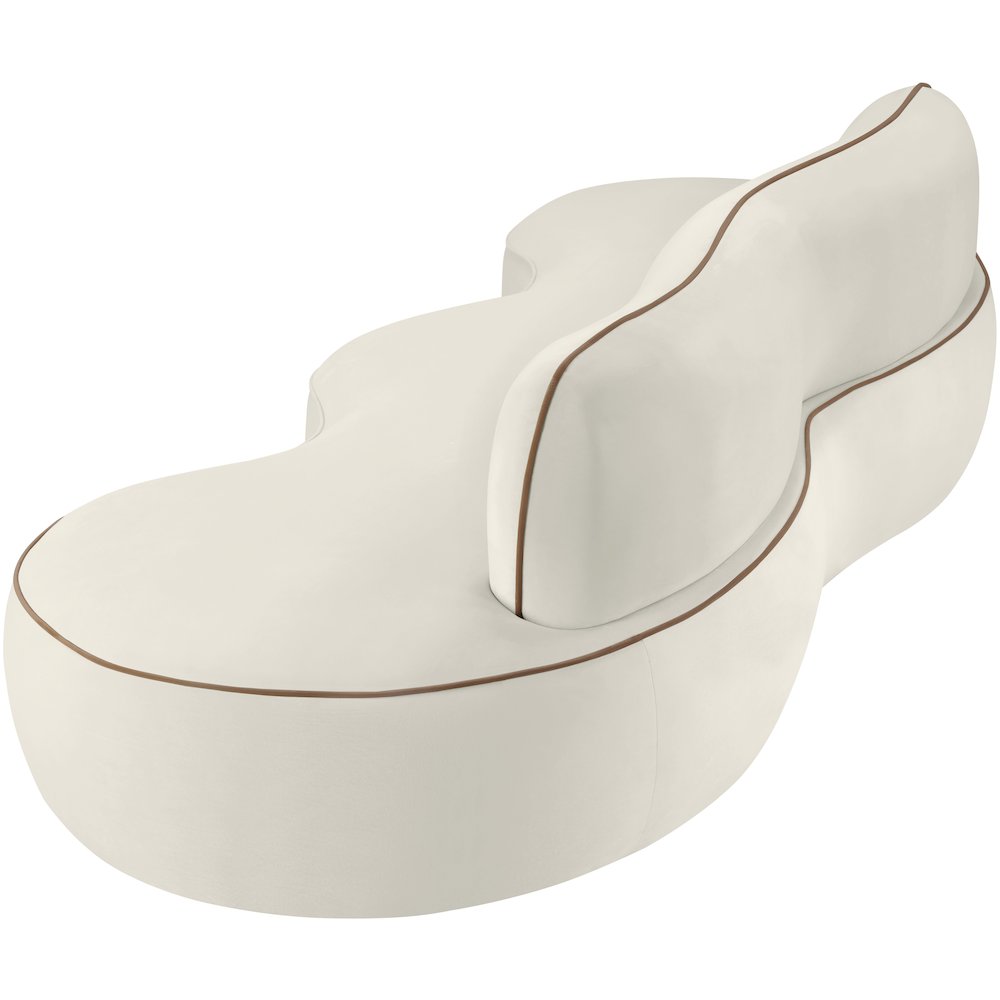 Swerve 100" Cream Velvet Upholstered Sofa. Picture 10