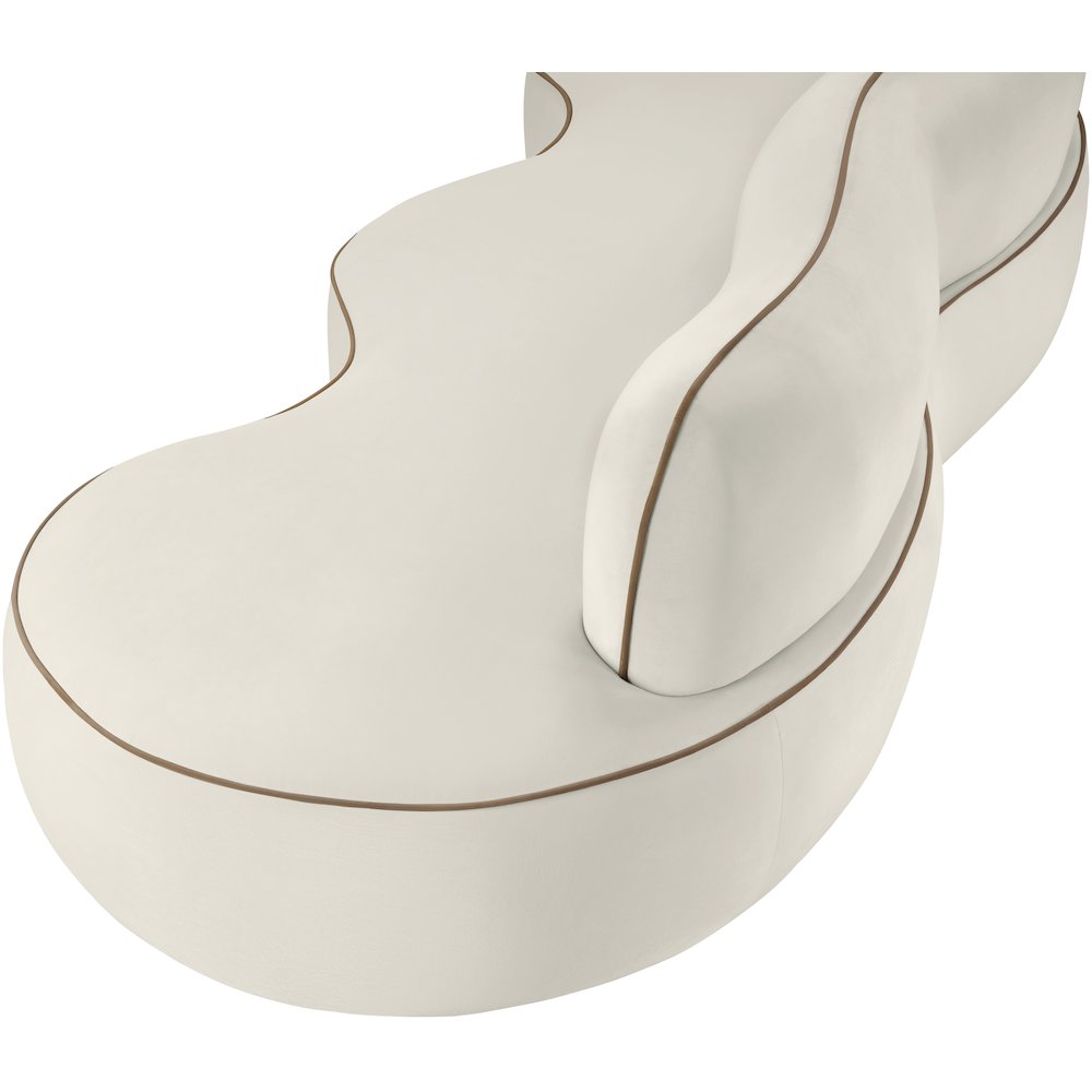 Swerve 100" Cream Velvet Upholstered Sofa. Picture 11