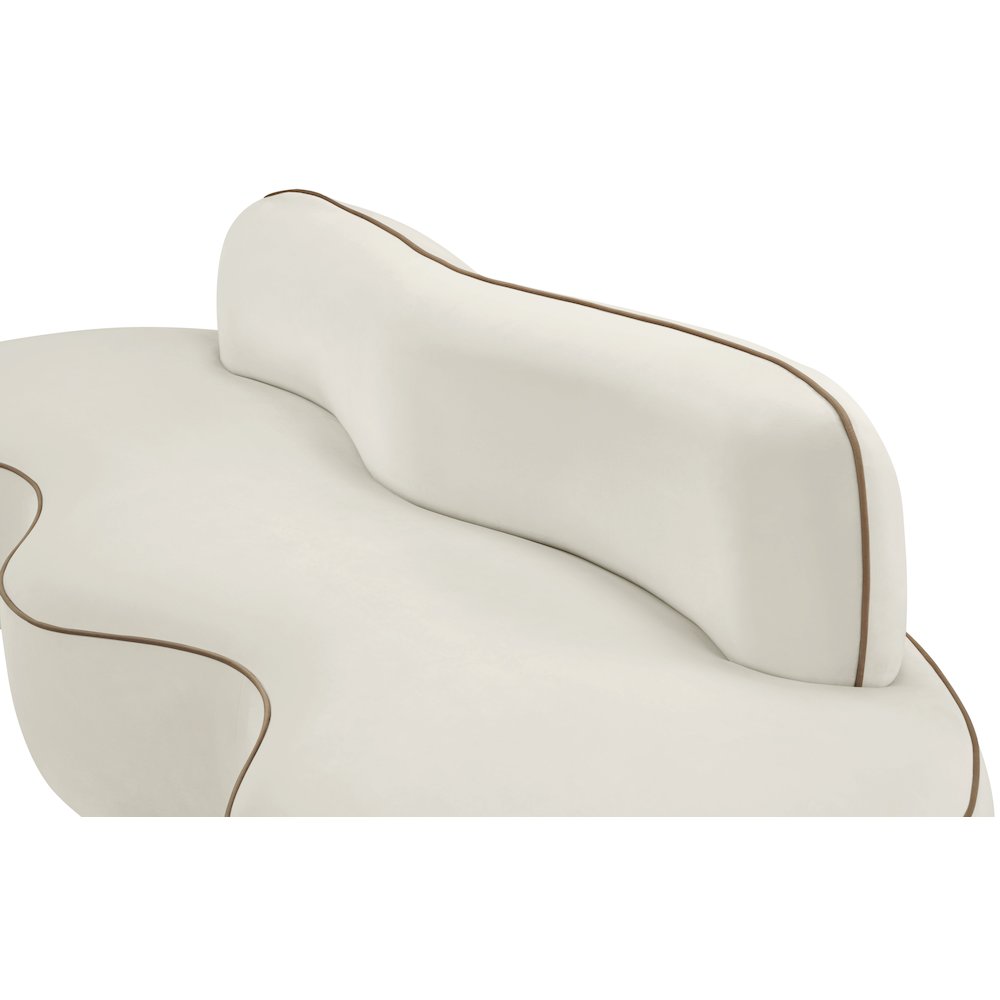 Swerve 100" Cream Velvet Upholstered Sofa. Picture 12