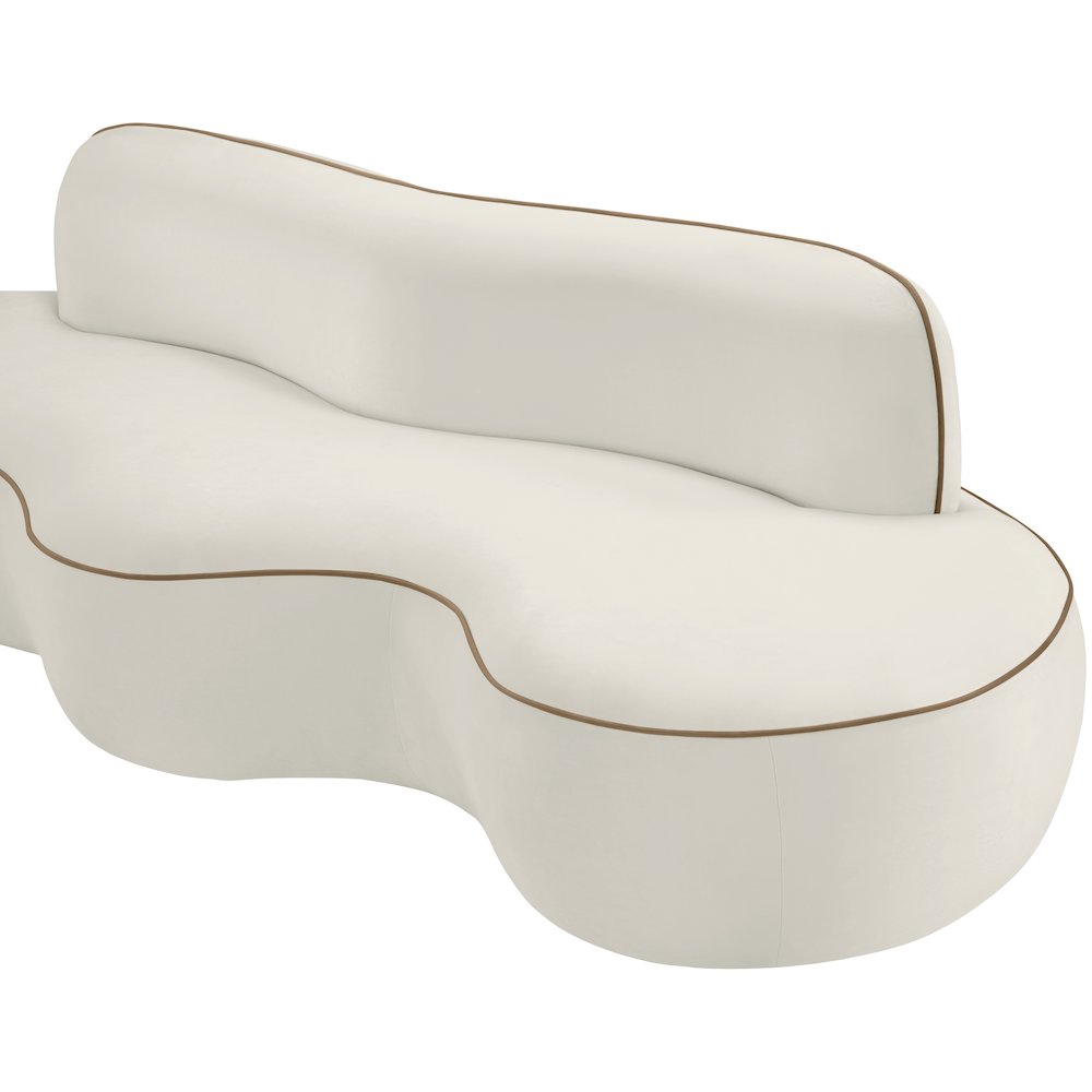 Swerve 100" Cream Velvet Upholstered Sofa. Picture 15