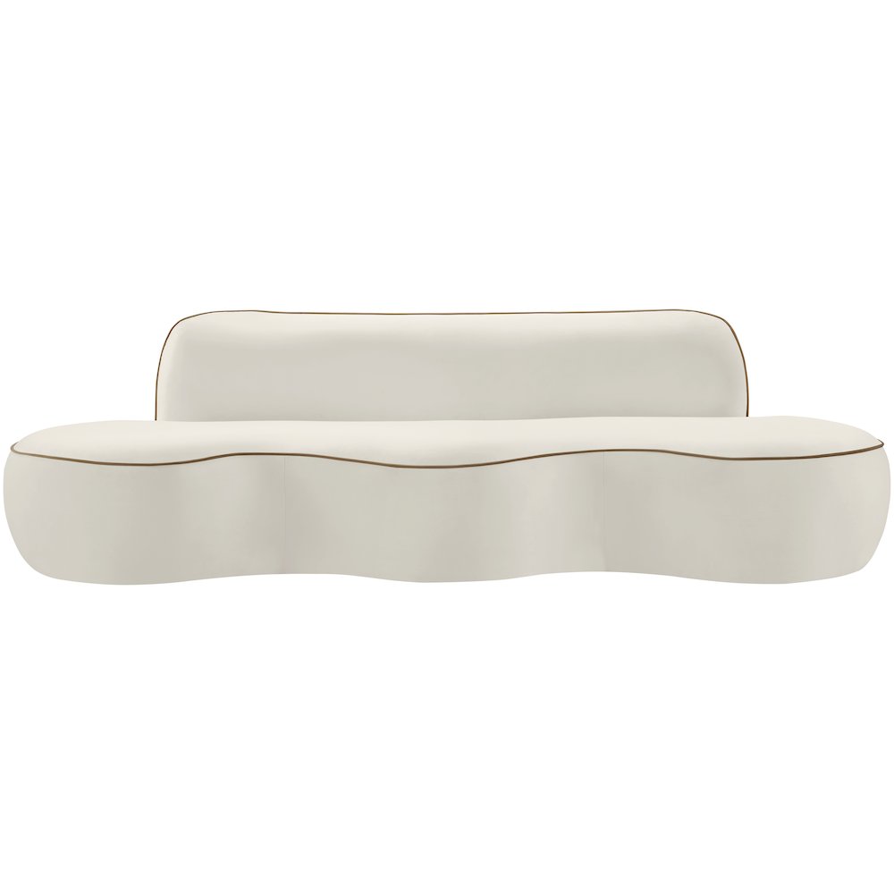 Swerve 100" Cream Velvet Upholstered Sofa. Picture 2