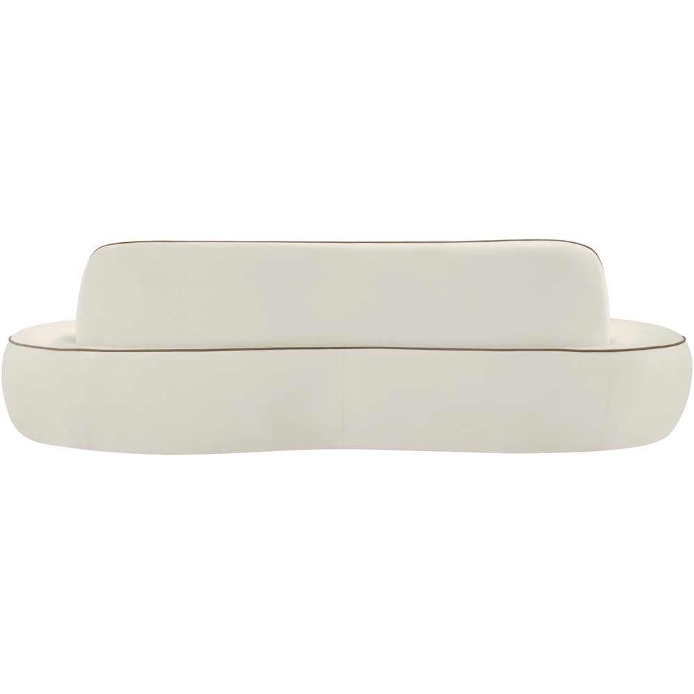 Swerve 100" Cream Velvet Upholstered Sofa. Picture 3