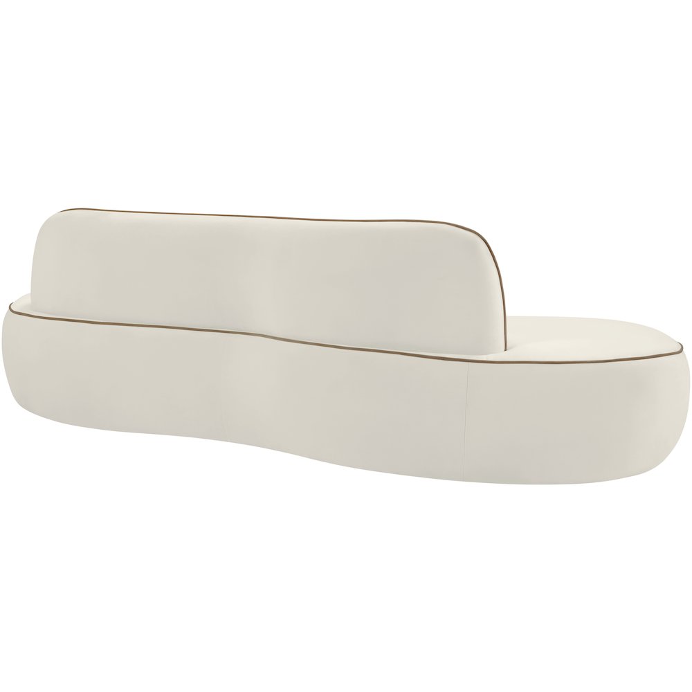 Swerve 100" Cream Velvet Upholstered Sofa. Picture 4