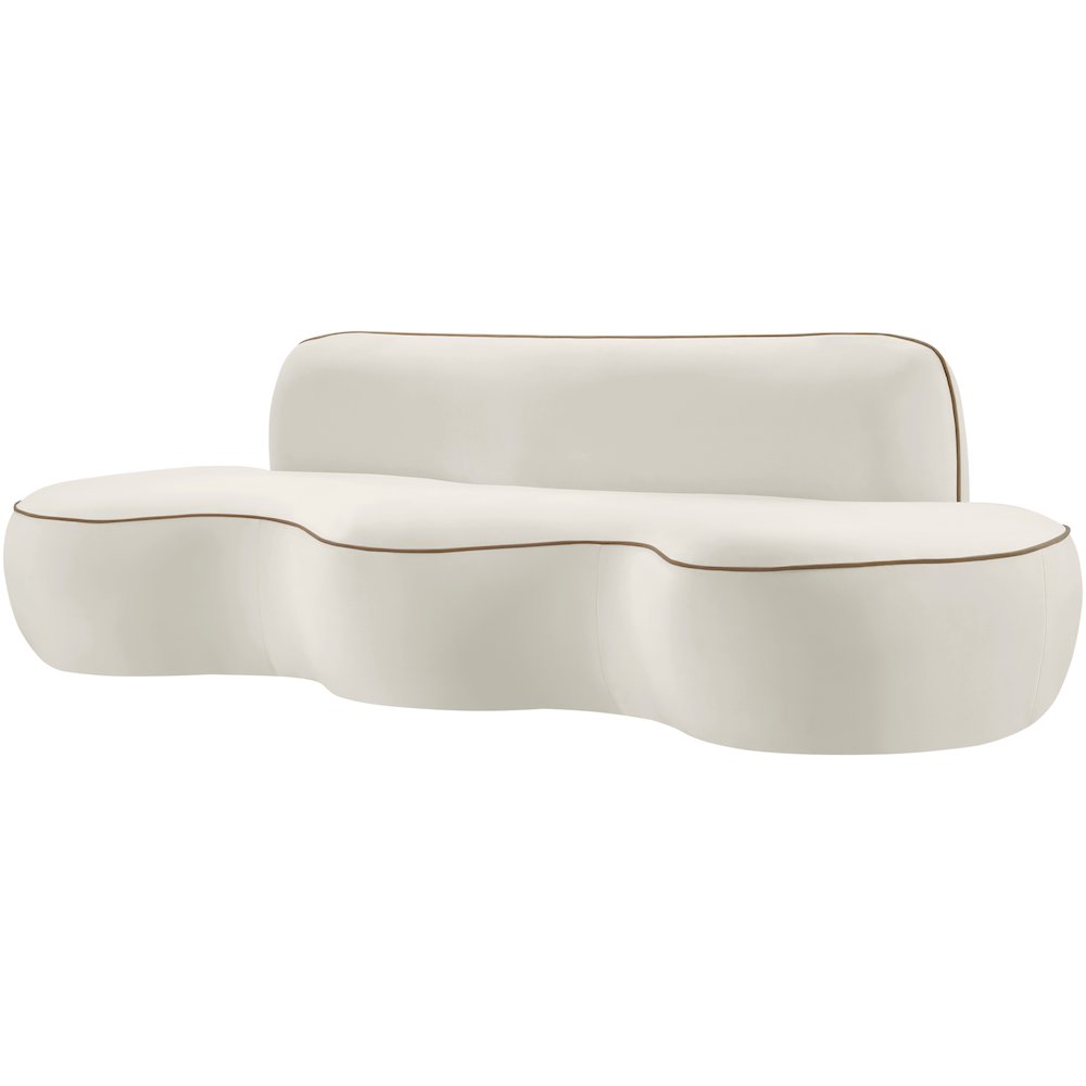 Swerve 100" Cream Velvet Upholstered Sofa. Picture 5