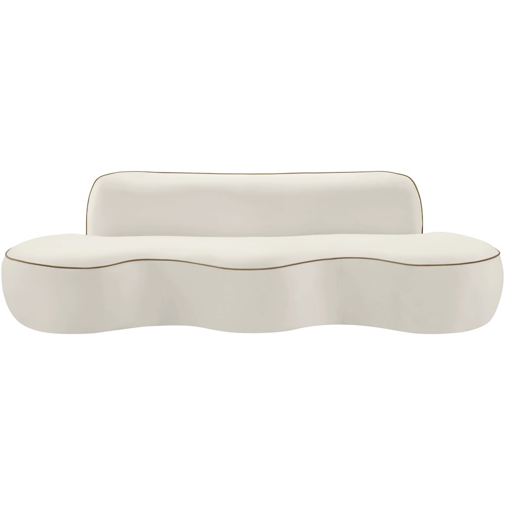 Swerve 100" Cream Velvet Upholstered Sofa. Picture 6
