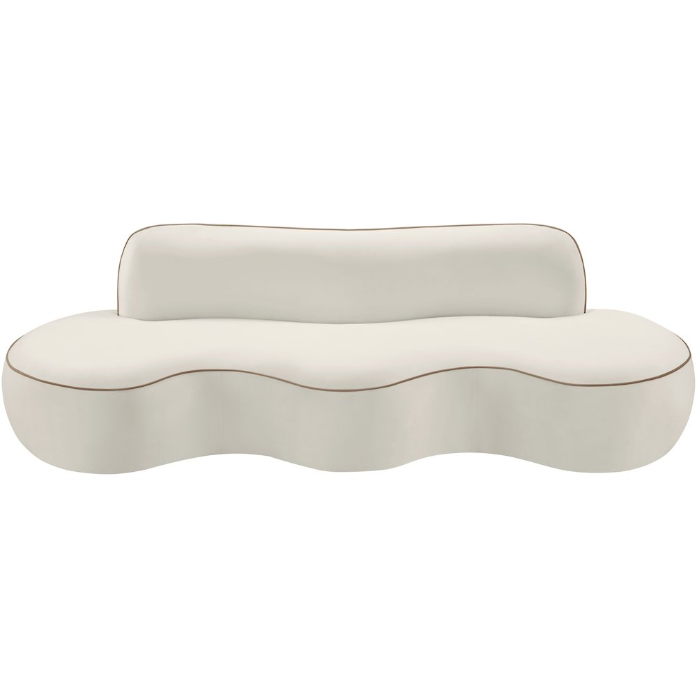 Swerve 100" Cream Velvet Upholstered Sofa. Picture 9
