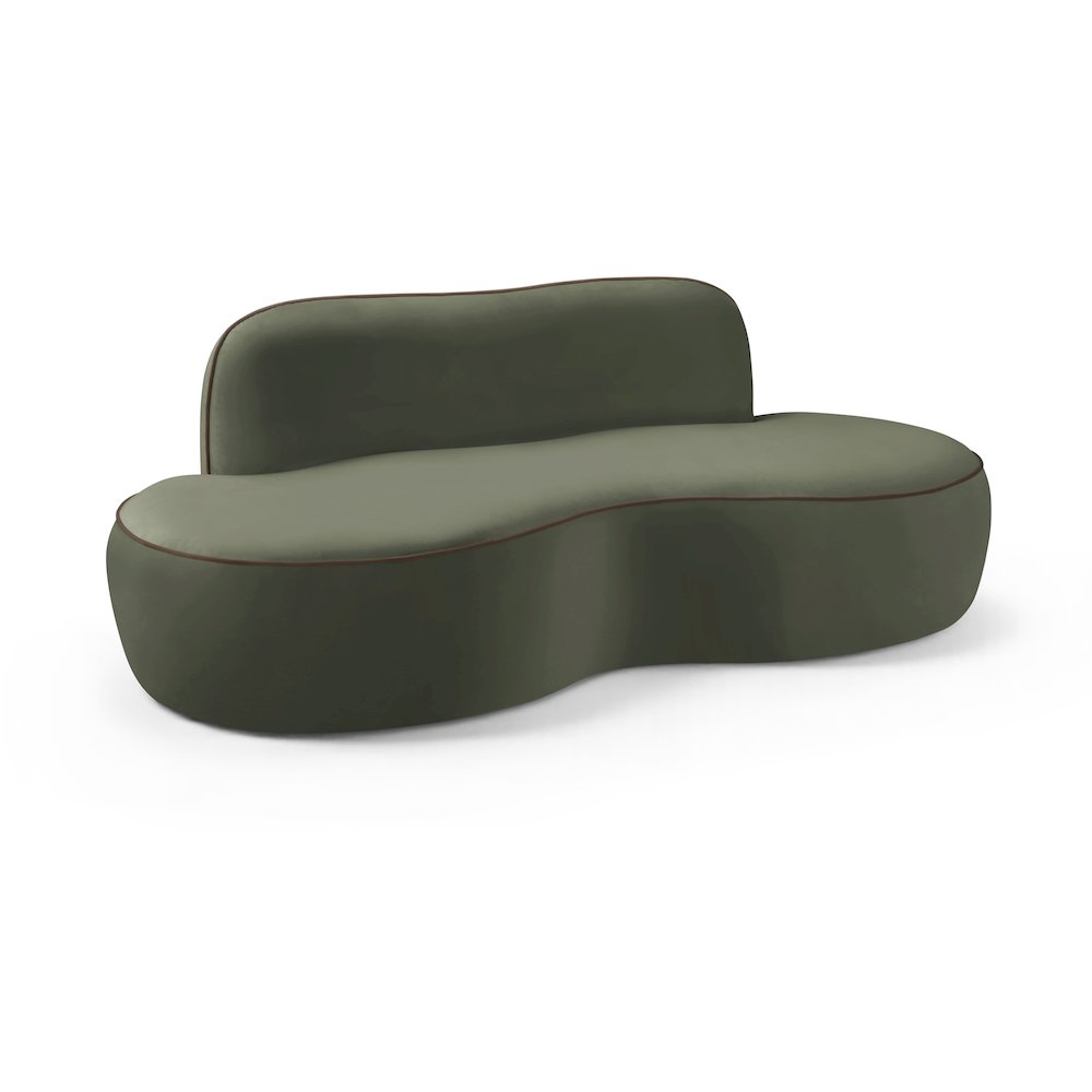 Swerve 77" Green Velvet Upholstered Loveseat. Picture 1