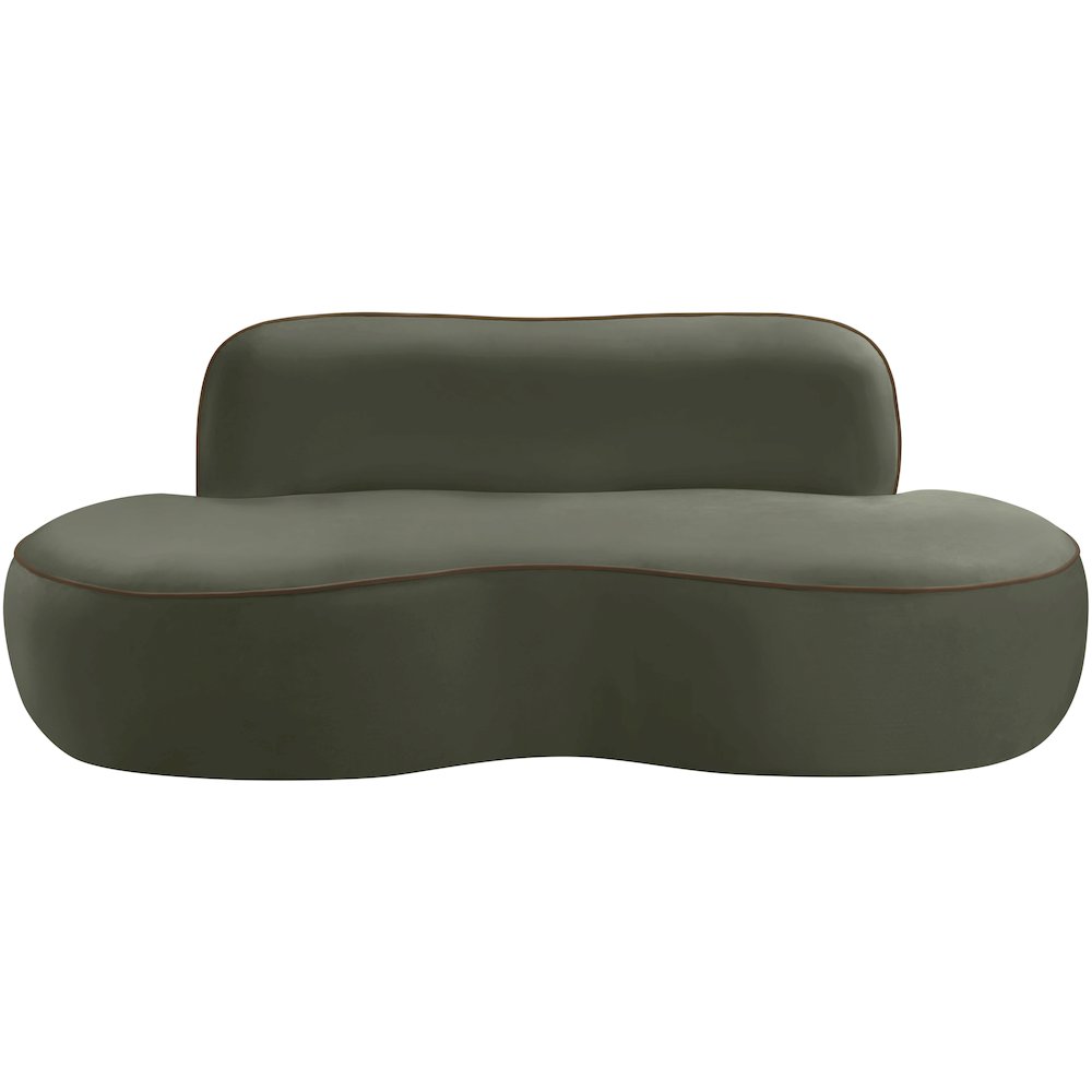 Swerve 77" Green Velvet Upholstered Loveseat. Picture 2