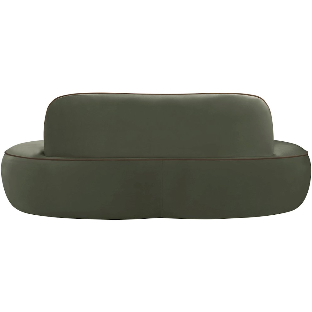 Swerve 77" Green Velvet Upholstered Loveseat. Picture 3