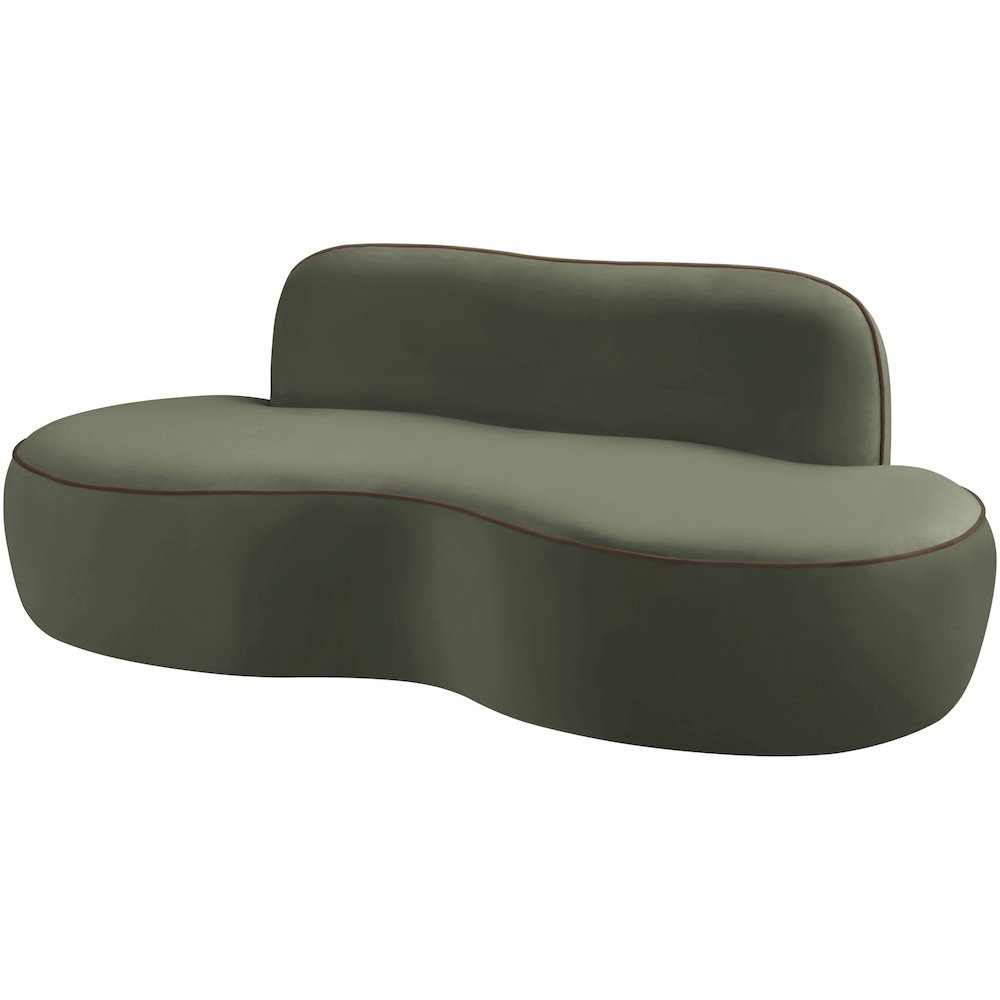 Swerve 77" Green Velvet Upholstered Loveseat. Picture 5