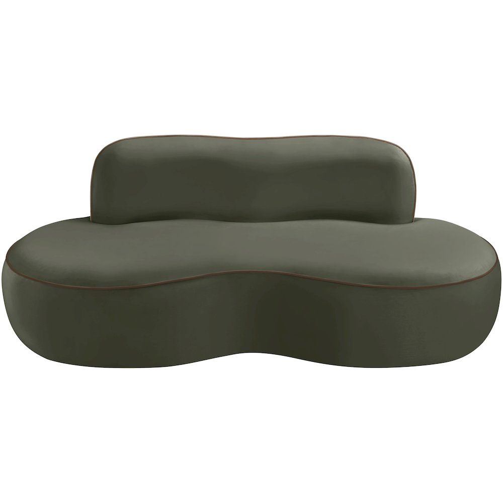 Swerve 77" Green Velvet Upholstered Loveseat. Picture 6