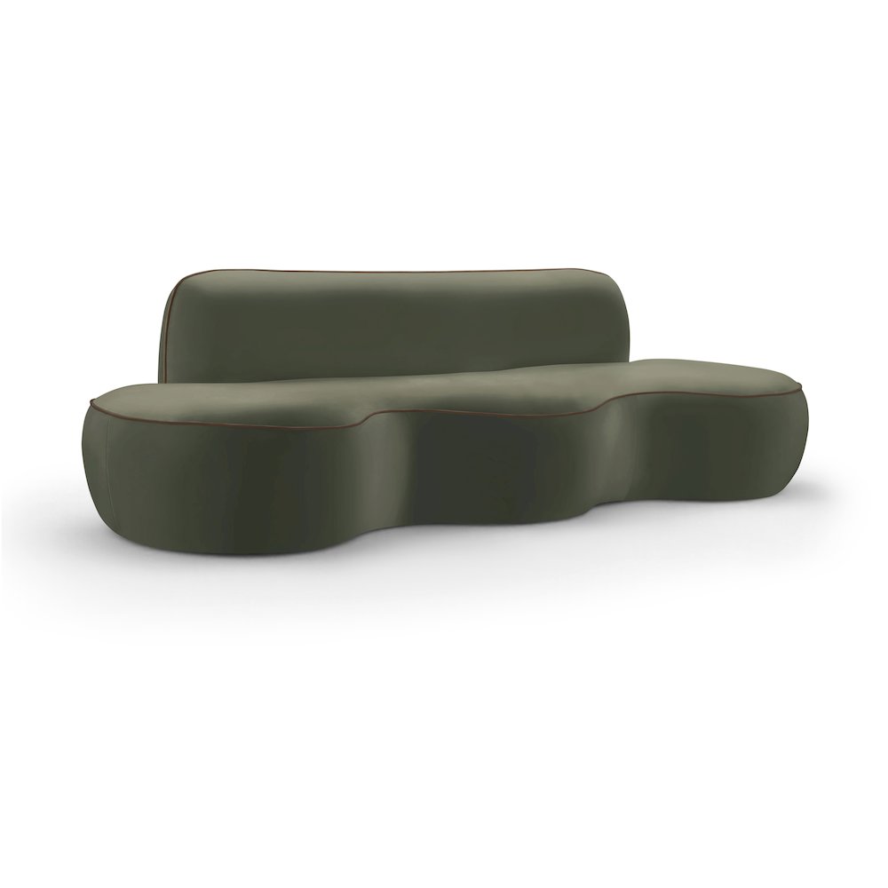 Swerve 100" Green Velvet Upholstered Sofa. Picture 1