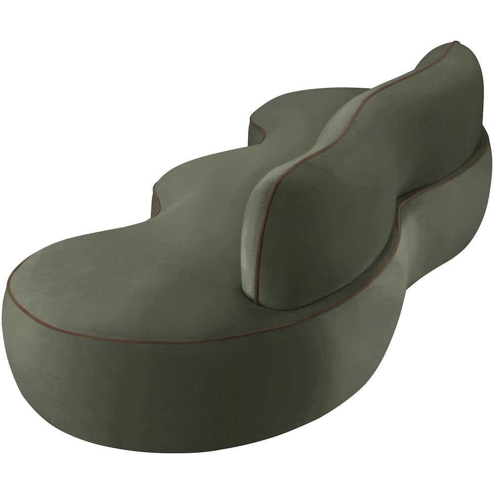 Swerve 100" Green Velvet Upholstered Sofa. Picture 10