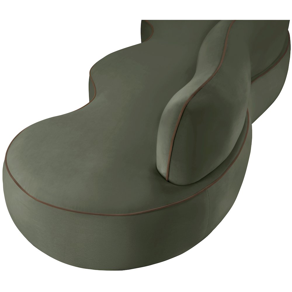 Swerve 100" Green Velvet Upholstered Sofa. Picture 11