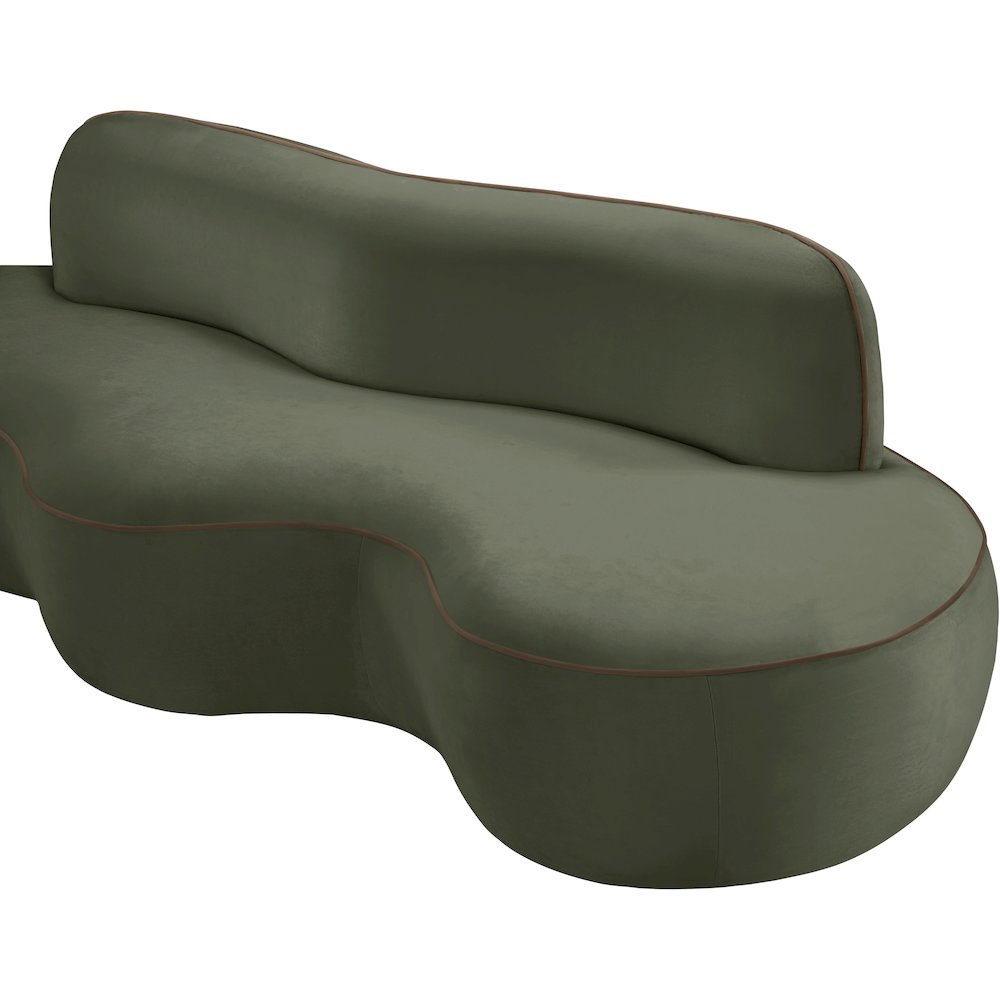 Swerve 100" Green Velvet Upholstered Sofa. Picture 15